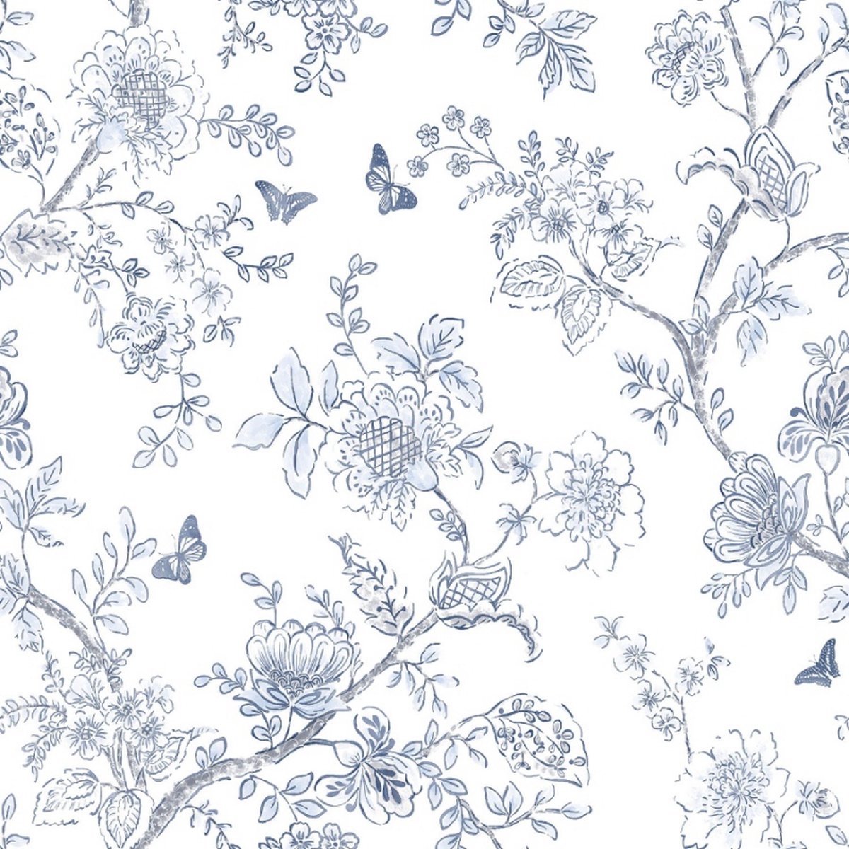 Homestyle - Behangpapier - Bloemen - Behang - Blauw - 0,53 x 10 M.