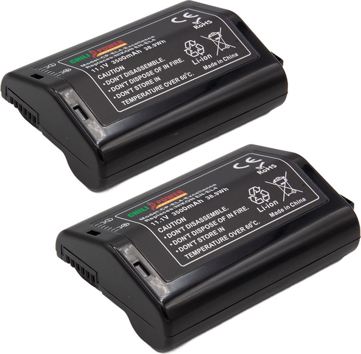 ChiliPower EN-EL4 accu voor Nikon - Excellence - 3500mAh - 2-Pack