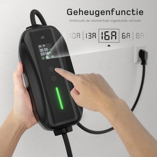 FNRIDS Oplaadkabel voor elektrische auto, type 2, Schuko 8 m, 3,68 kW