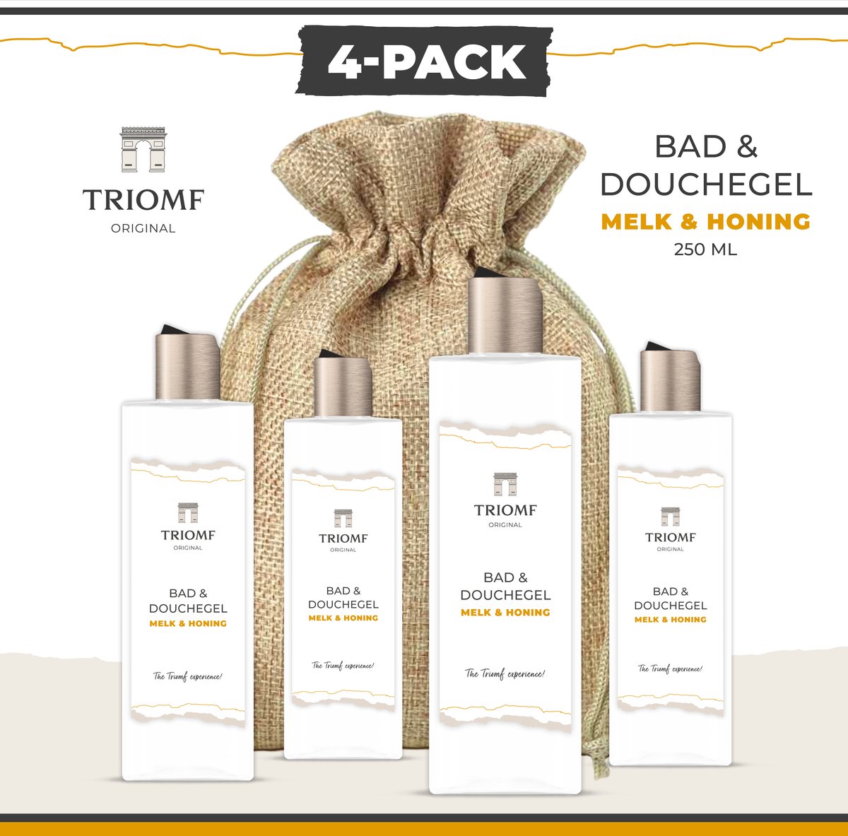 Goedkoopste Deluxe Bad & Douchegel - Melk & Honing - 250 ML - 4-Pack