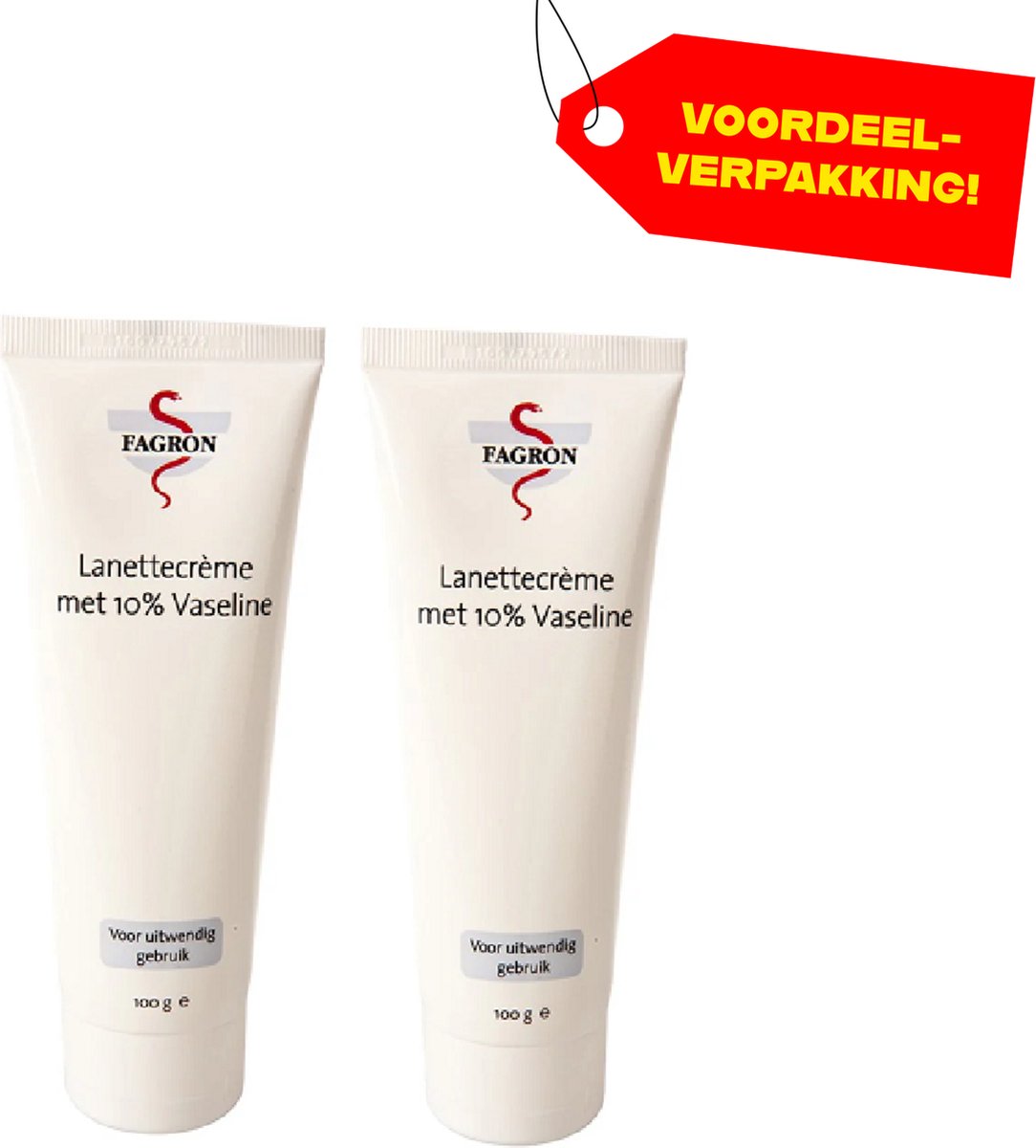 Goedkoopste 2x Fagron Lanettecrème met 10 Vaseline - 100 ml - Voordeelverpakking!
