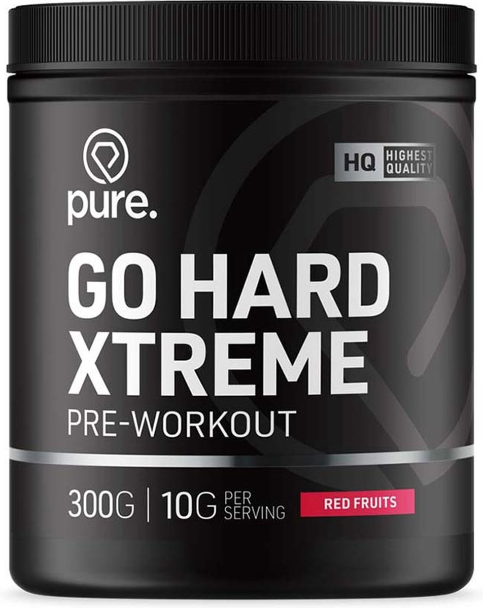 Goedkoopste Pure. Go Hard Xtreme Pre-Workout - Red Fruits - 300gr - 30 servings - vitamine C en vitamine B12 - energy drink - pre-workout supplement