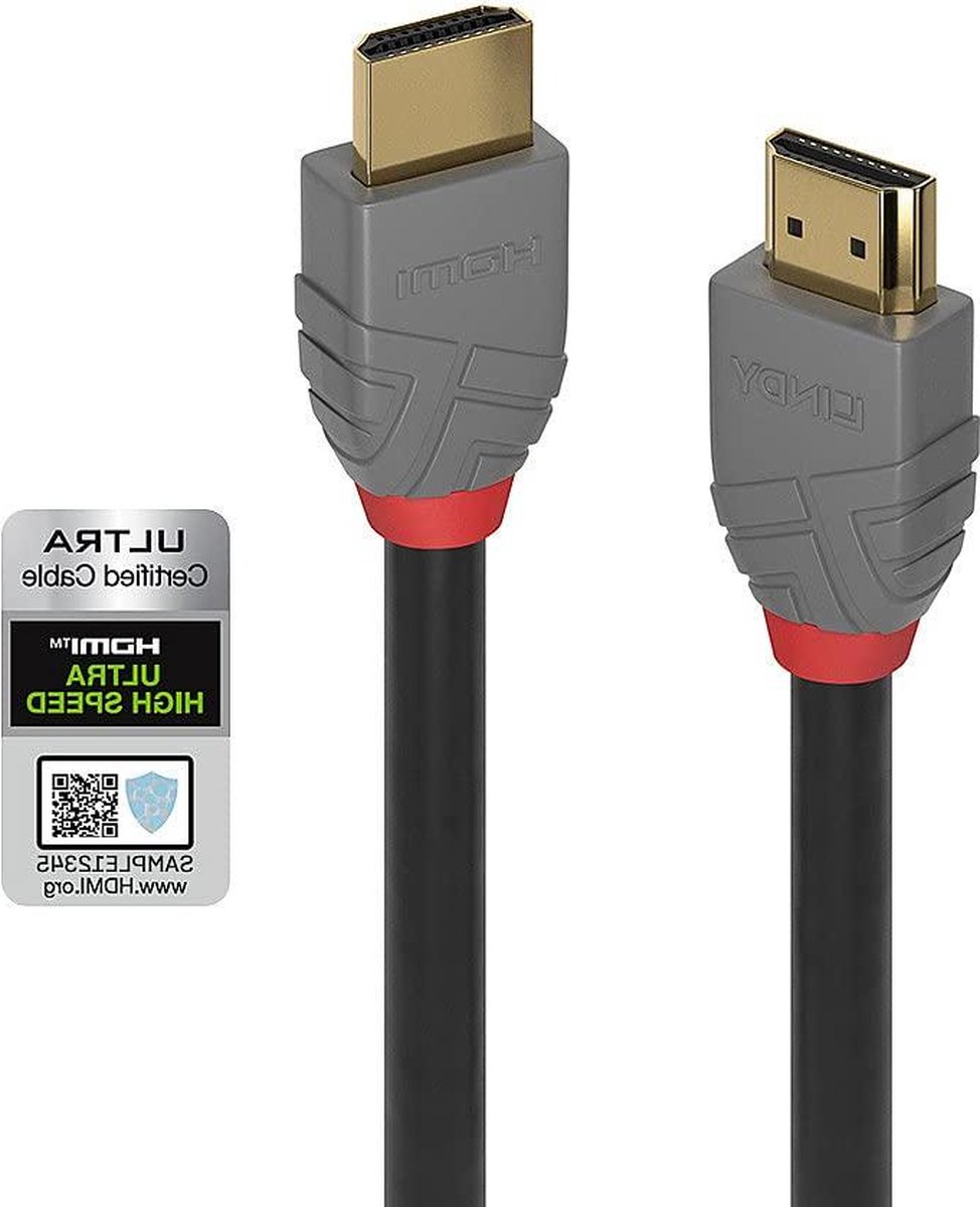 HDMI 2.1 Kabel 2m M/M - High Speed 4K 120Hz - Zwart/Grijs