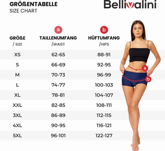 Bellivalini BLV-Leila Dames Zwembroek - Zwemshorts - Bikinibroekje - Elastische tailleband - Polyamide & Elastaan - Zwart - L