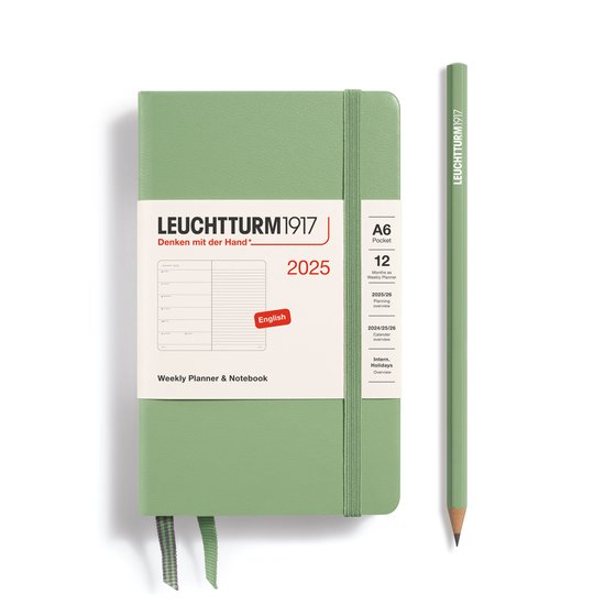 Leuchtturm1917 - Weekly Planner & Notebook - A6 - Pocket - 12 maanden - 2025 - Hardcover - Sage