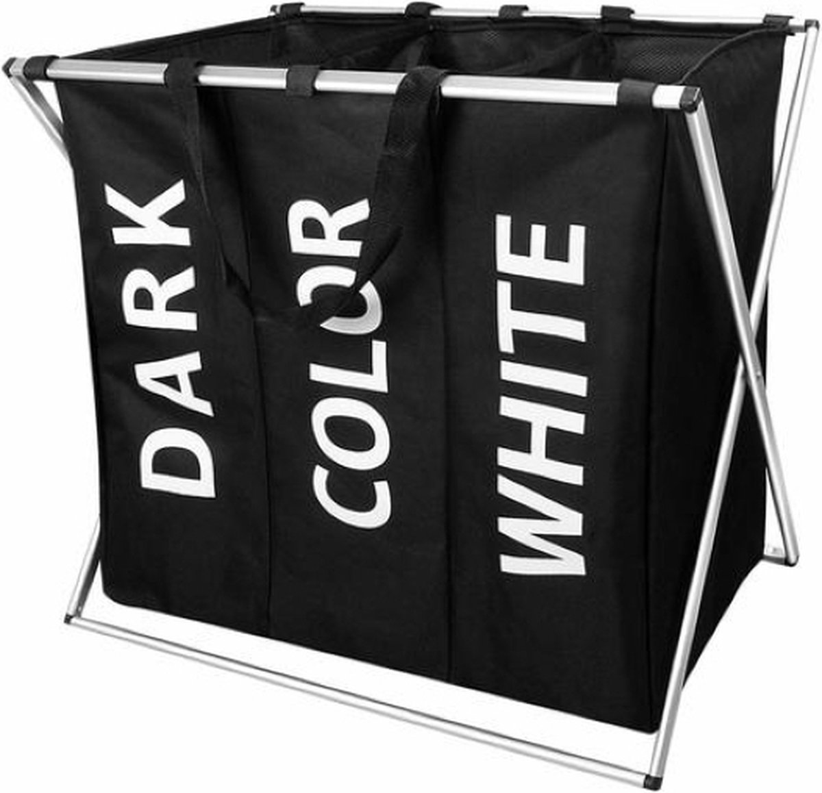 Goedkoopste Wasmand 3 Vakken – Dubbele Wassorteerder & Organizer voor Kleding – Wasbox met Waszakken voor Wasgoed (60x35x55 cm