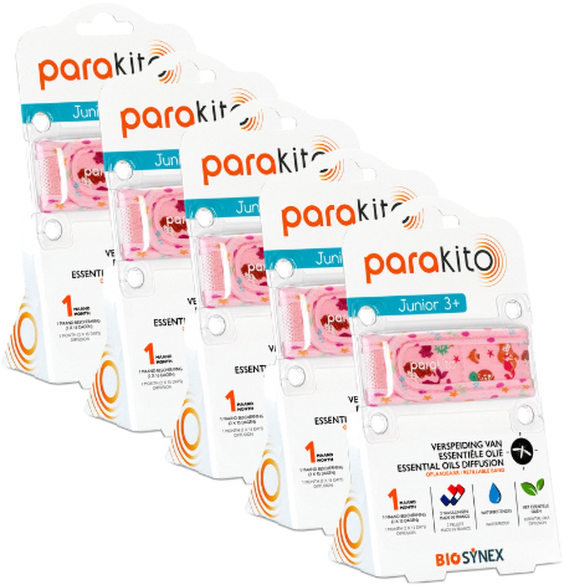 Goedkoopste Parakito Oplaadbare Anti-Muggen Armband Junior Eenhoorn - Navulbaar - Langdurige Bescherming - Insectenwerend - Zeemeermin x5
