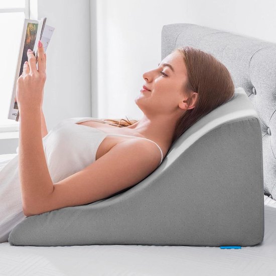 Leeskussen voor in bed - Ergonomisch traagschuim wigkussen - Rugondersteuning bij ontspannen spelen lezen of televisie kijken - Breed leeskussen voor in bed