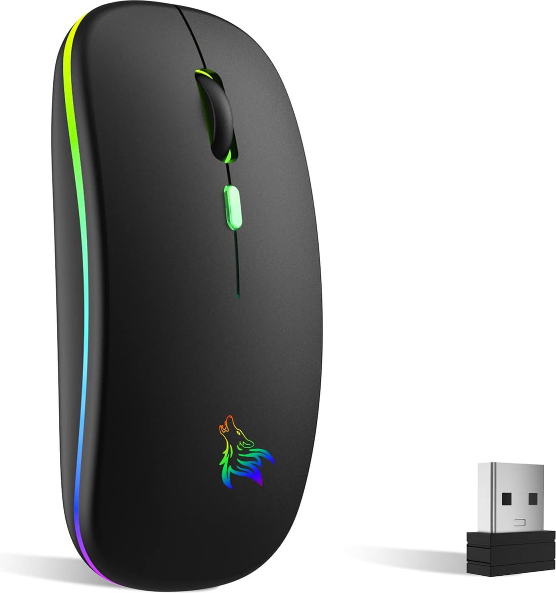 StayPowered Draadloze Muis - Ultieme Precisie en Comfort - 2,4 GHz & Bluetooth - 1600 DPI - LED-Verlichting - Ergonomisch Design - Oplaadbaar - Lange Standby - Zwart - Levering Sneller dan Aangegeven!