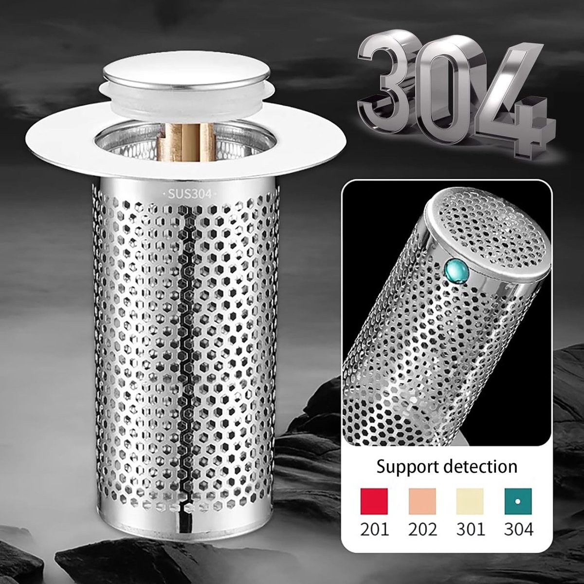 Doucheput-Gootsteen Zeef-afvoerplug-afvoerstop Voor In De Keuken En Badkamer Anti Haar Afvoer Stop Anti Verstopping Ontstopper Deodorant Koperen Materiaal Grote Zwarte Koperen Stuiterafvoer Met Overloop 66 102mm