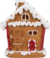 Clayre & Eef Maison en pain d'épices avec LED 11x9x13 cm Marron Décoration de Noël en plastique