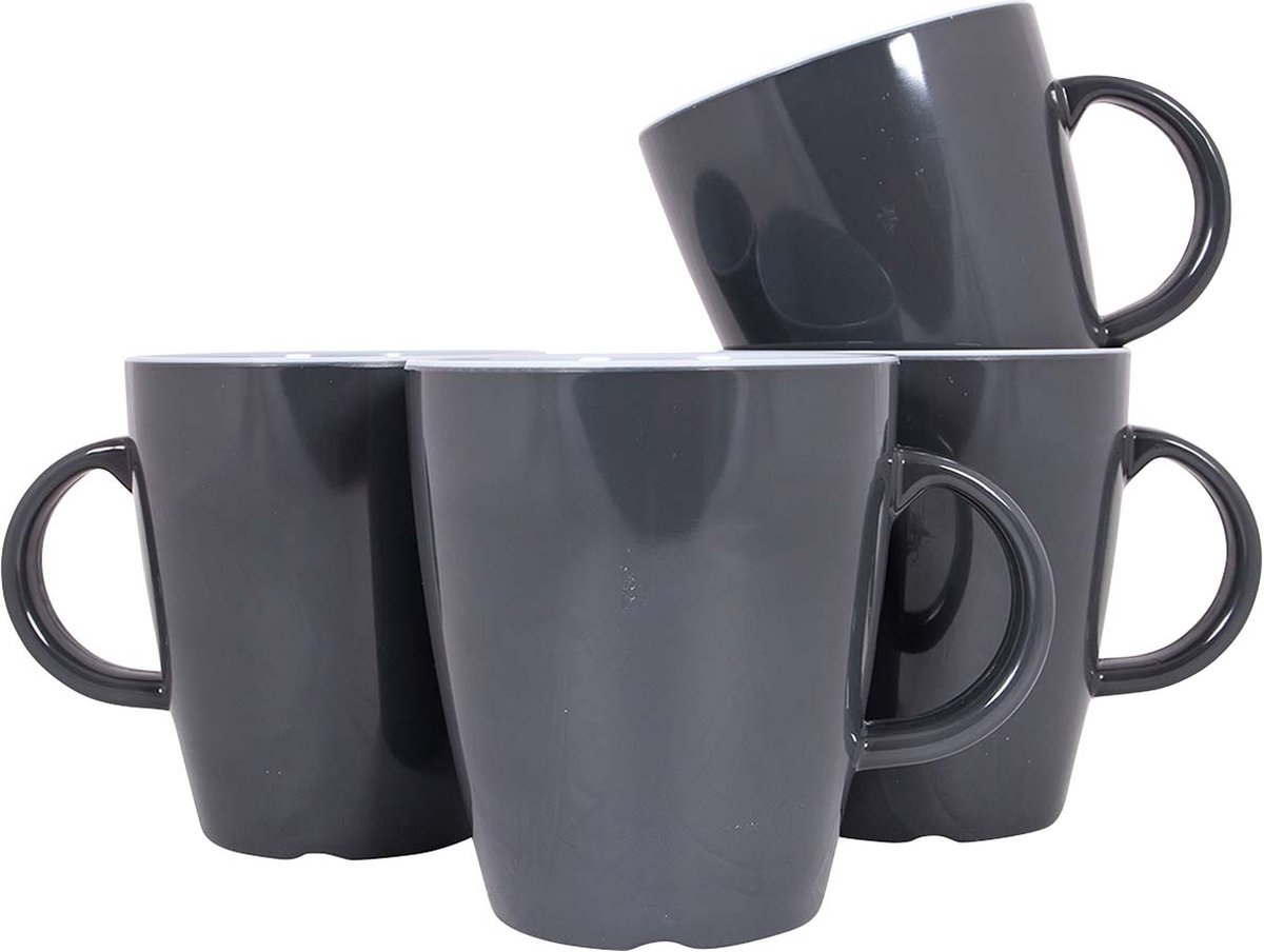 Gimex Vivid Line Mok - Grijs - 380 ml - 4 Stuks