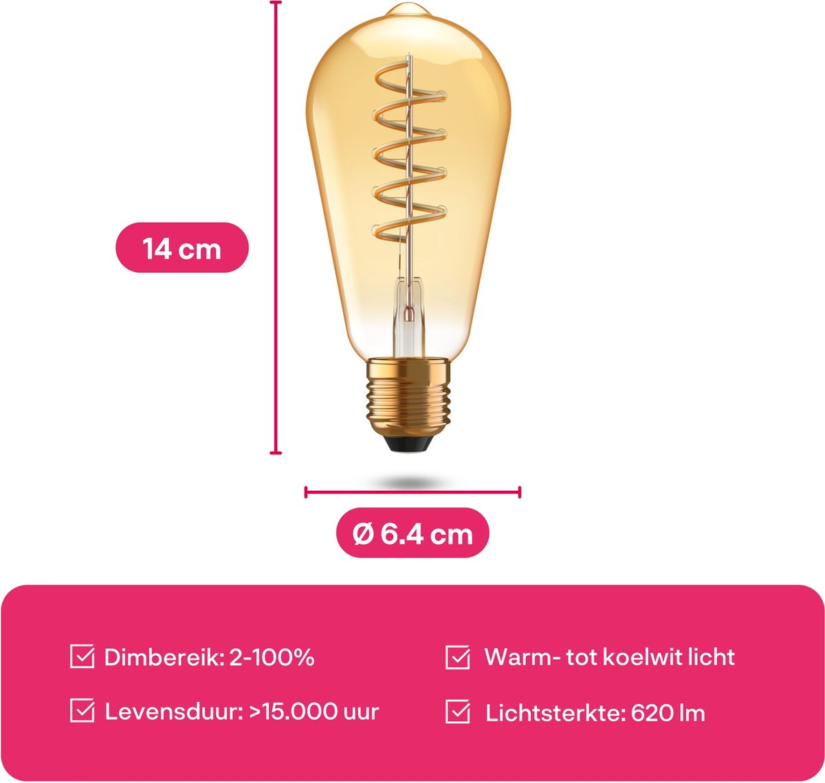Innr E27 filament lamp - geschikt voor Philips Hue - Zigbee - LED smart bulb - warmwit tot koelwit licht - Edison - slimme verlichting - 620 lumen - dimbaar - 1 pack – foto 3