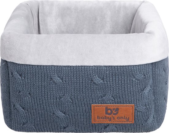 Baby's Only Gebreide commodemandje - Opbergmandje - Commode organizer - Babykamer accessoires Cable - Granit