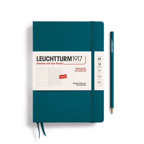 Foto: Leuchtturm1917 weekly planner notebook a5 medium 12 maanden 2025 hardcover pacific