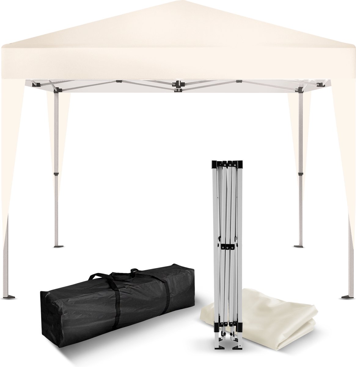 Bol.com Kronenburg Vouwtent Partytent 2 x 2m, Kleur Beige - Zonder Zijelement - Waterdicht Pavillon - UV-bescherming 50 aanbieding