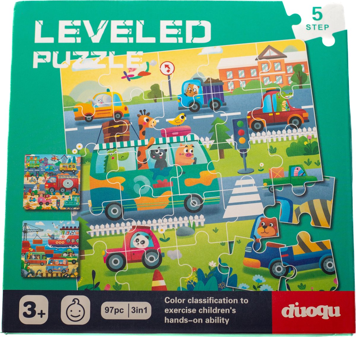 Magnetisch Puzzelboekje Auto's - 3-in-1 Puzzelboekje - Montessori Kinderpuzzel - 3 jaar of ouder - Voertuigen - Puzzelniveau 5 - 97 puzzelstukjes