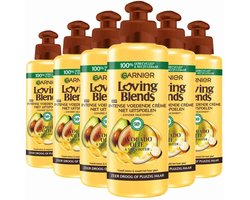Garnier Loving Blends Avocado Olie & Shea Boter Intens Voedende Leave-In Crème - Zeer Droog, Pluizig Haar - 6 x 200ml - Multiverpakking