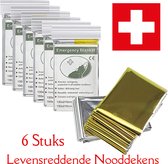 6 STUKS - Nooddeken - Reddingsdeken - Isolatiedeken - EHBO Deken - Oververhitting - Onderkoeling - Noodpakket - Goud/Zilver