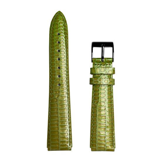 Horlogeband - 20mm - Licht Groen - Echt leer in slangen print - Roestvrijstalen gesp