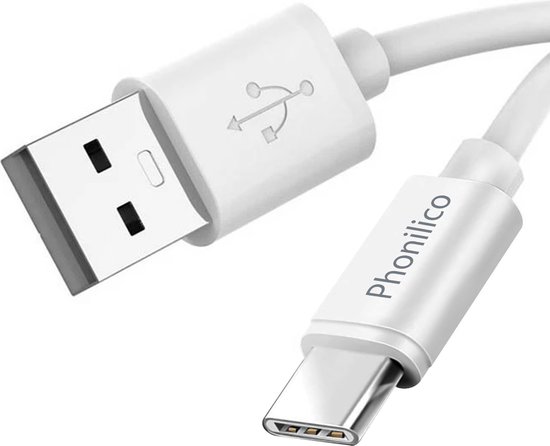 2x Câbles USB C vers USB A Blanc - 2 mètres - Câble de charge pour Realme C75 / C61 / C25s / GT 5G / GT Master / GT Neo2 / Note 60
