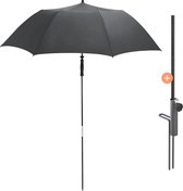 Fare Parasol - Ø 147 cm - Inclusief Parasolvoet - Waterdicht - Maximale Frameflexibiliteit - Parasol met Voet - Strandparasol - SPF 50+ - Grijs