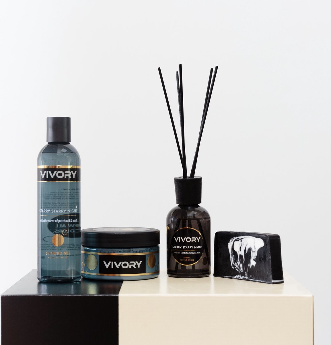 Goedkoopste Vivory Geschenkset Bodycare & Home - Starry Night - 4 grote producten VOORDEEL AANBIEDING