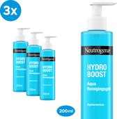 Neutrogena Hydro Boost Aqua Gel Reinigingsgel - hydraterende gezichtsreiniging - lichte gelformule met hyaluronzuur en glycerine - 3 x 200 ml