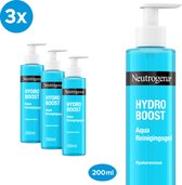 Neutrogena® Hydro Boost Gel Nettoyant Aqua, formule de gel léger hydratant efficace avec de l'acide hyaluronique et de la glycérine, nettoyant visage, 200 ml - Lot de 3