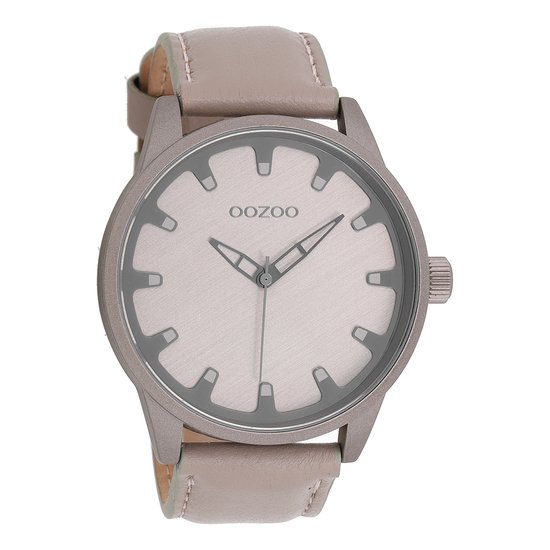 OOZOO Timepieces - Taupe horloge met taupe leren band - C8546