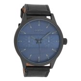 OOZOO Timepieces - Zwarte horloge met zwarte leren band - C10539