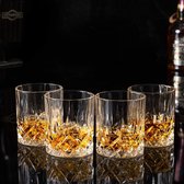whiskyglas Whisky Glazen Set, Loodvrije Kristallen Whiskey Glas, Cadeau voor Vriend Hem Vader Echtgenoot Opa, Mooie Geschenkdoos, 300 ml, 4 Stuks