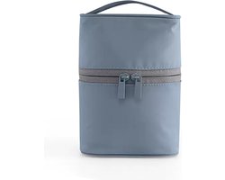 Ainy - Make Up Tasje met handvat grijs - compacte organizer 18x13x10cm voor cosmetica en skincare - waterbestendig tas - toilettas dames voor make-up, sieraden en meer. De luxe beautycase voor tafel bureau of onderweg | cadeau voor vrouwen