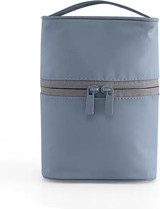 Ainy - Make Up Tasje met handvat grijs - compacte organizer 18x13x10cm voor cosmetica en skincare - waterbestendig tas - toilettas dames voor make-up, sieraden en meer. De luxe beautycase voor tafel bureau of onderweg | cadeau voor vrouwen