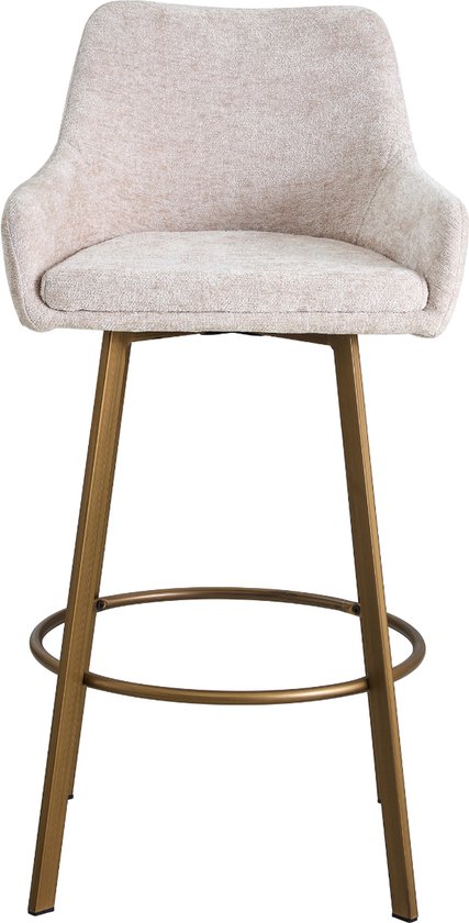 Colenis® - Tabouret de bar Barista - Chaise de bar - Set de 2 - Beige - Chenille - Design - Industriel - Pieds Or Goud - Tabourets de bar