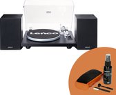 Lenco LS-500BK + TTA-5IN1 Vinyl Cleaning Kit - Platenspeler met Bluetooth en ingebouwde Versterker - 2 externe Speakers - Zwart