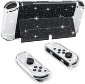 Viva Beschermhoes geschikt voor Nintendo Switch OLED, glitter dockable case PC afdekking behuizing met flip shell compatibel met Switch OLED-console, helder