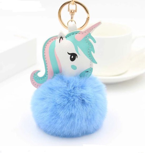 HorsebyAmy Unicorn Ponpom sleutelhanger Blauw
