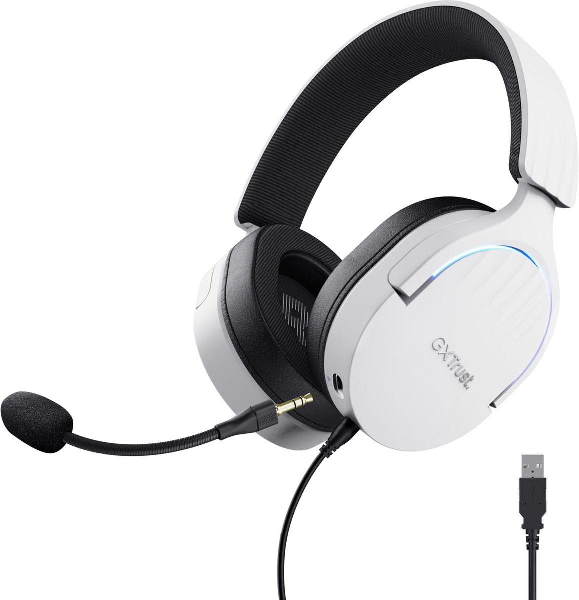 Trust GXT 490W Fayzo - Gaming Headset - 7.1 surround sound - geschikt voor PC/PS4/PS5 - USB - RGB verlichting - Wit