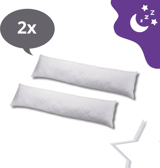 Draps de suite Oreiller de soutien du corps - 40 x 145 cm - Blanc - Oreiller de corps - 2 pcs