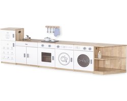 Viga Toys - Houten - Speelkeuken Luxe - 6 delig - Wit/Naturel