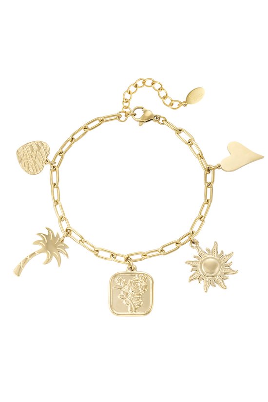 Dames oorbellen - Retro chain pendant bracelet - gold - Gouden oorbellen - Bedel armband