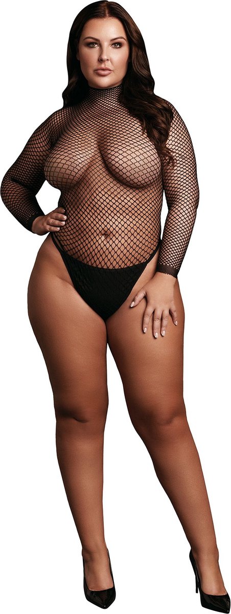 Goedkoopste Body with Fishnet Structure and Turtle Neck - OSX - Black