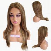 Frazimashop- Braziliaanse Remy pruik 24 inch - Highlight steil haren echte menselijke haren -kleur P6/613 real human hair 4x4 lace closure wig