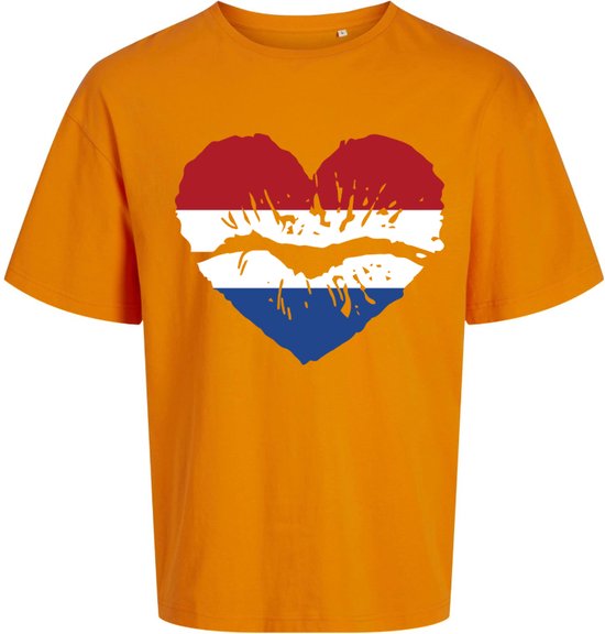 Shirt Oranje - Rood Wit Blauw - Hart voor Nederland - Leuk voor het EK - Maat L