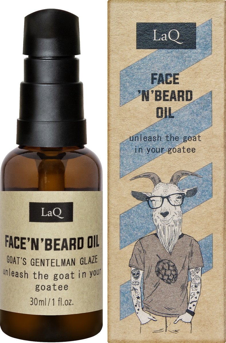 LaQ Face & Beard Oil Hoppy Goat – Verzachtende & Beschermende Baardolie – Ruikt naar Hop – voor Baard & Gezicht – 30ml