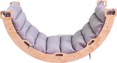 Buxibo Pont d'escalade/Arche d'escalade en bois avec coussin – Portique d'escalade Montessori – Bois naturel – Jouets pour enfants – 97 x 47 x 52 cm