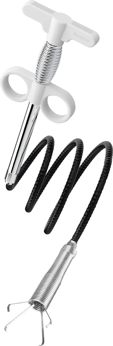 Bondoo Ontstoppingsveer 160 cm - Geschikt voor Douche, Keukenafvoer, WC & Wasbak - Gootsteenontstopper - Rioolreinigersveer - Afvoer Ontstopper - Rioolveer - Drain Cleaner - Rioolontstopper