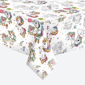 Papieren tafellaken - Colourful Unicorns - Eenhoorn - Kinderverjaardag - Kinderfeestje