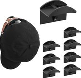 Zelfklevende petten ophanghaken organisator - 8 stuks minimalistische hoed houder voor wandmontage - Cap beugel muur, hoed haak voor wandmontage hoed baseball cap hanger organizer - Zwart